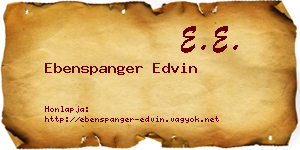 Ebenspanger Edvin névjegykártya